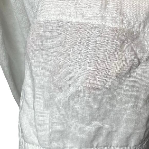 PUREJILL Women’s Cotton/Linen Cardigan, Buttoned Up, 2 Pkt, Long Slv, White, M. - Picture 4 of 11